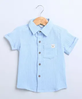 Sweetlime By AS Sky Blue Short Sleeves Cotton Shirt with a Koala Logo.