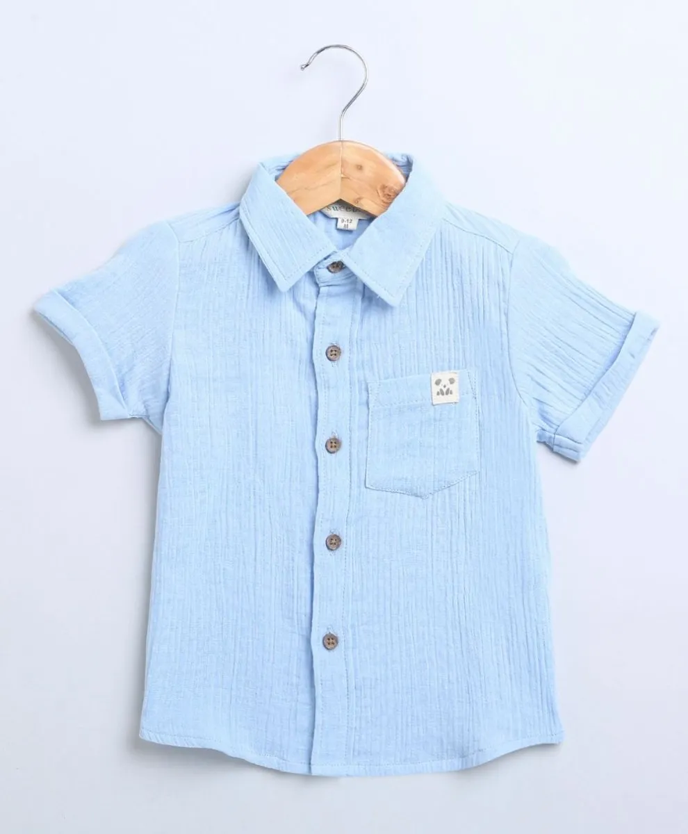 Sweetlime By AS Sky Blue Short Sleeves Cotton Shirt with a Koala Logo.