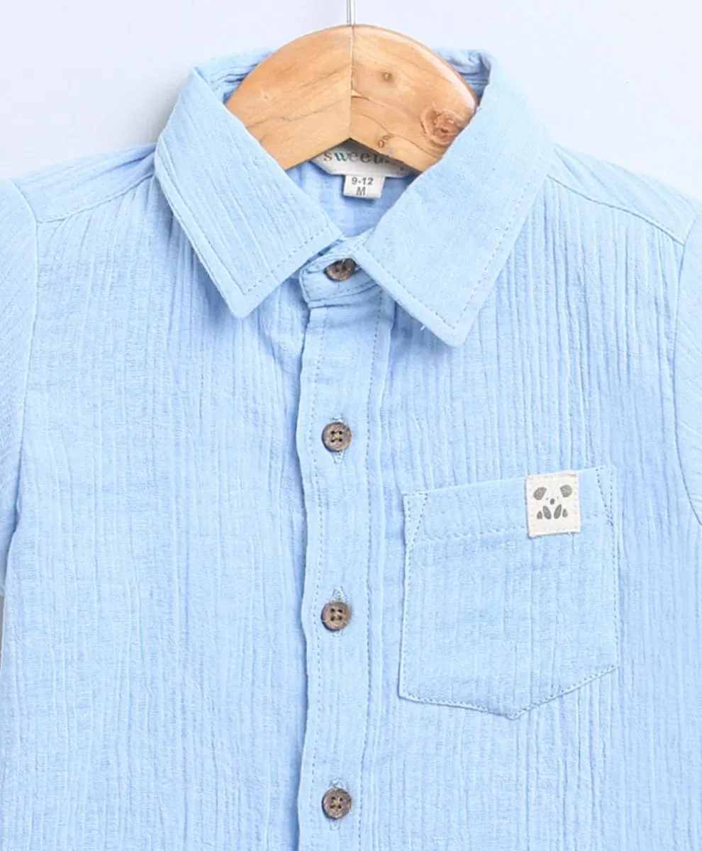 Sweetlime By AS Sky Blue Short Sleeves Cotton Shirt with a Koala Logo.