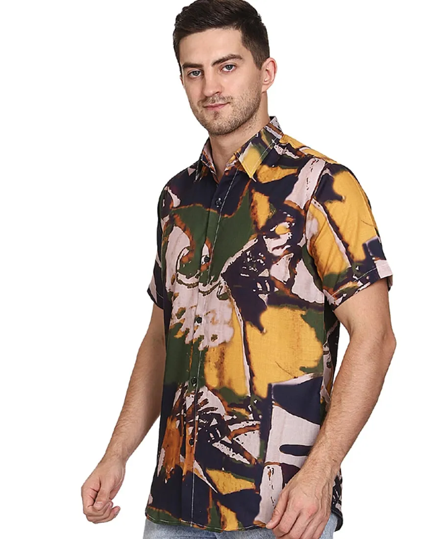 SXV Men's Cotton Rayon Digital Printed Half Sleeves Shirt 118(lowest price-non returnable)