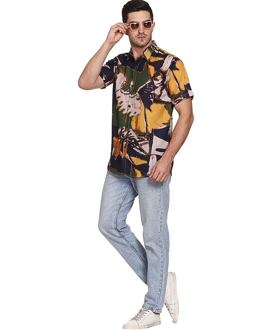 SXV Men's Cotton Rayon Digital Printed Half Sleeves Shirt 118(lowest price-non returnable)