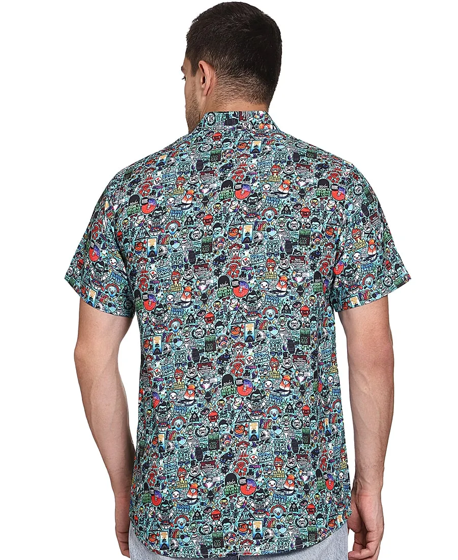 SXV Men's Cotton Rayon Digital Printed Half Sleeves Shirt 119(lowest price-non returnable)