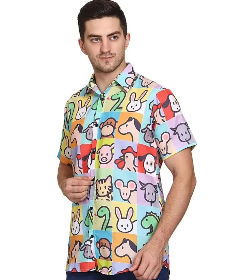 SXV Men's Cotton Rayon Digital Printed Half Sleeves Shirt (lowest price-non returnable)