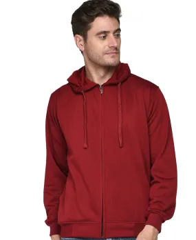 SXV Solid Plain Zipper Sweatshirt Hoodie for Men & Women (Maroon)