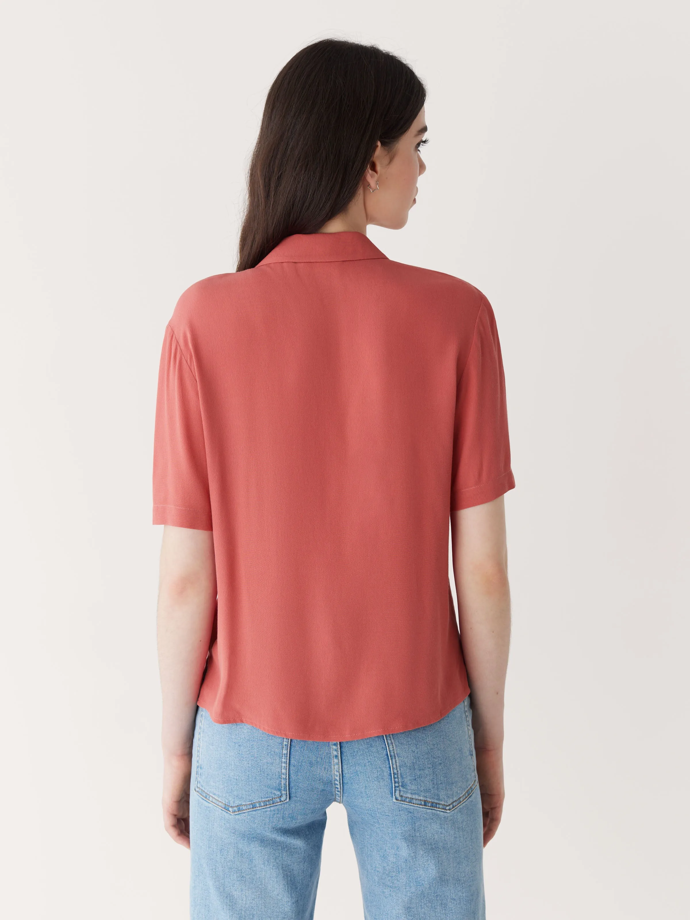 The Camp Collar Blouse in Hibiscus Red