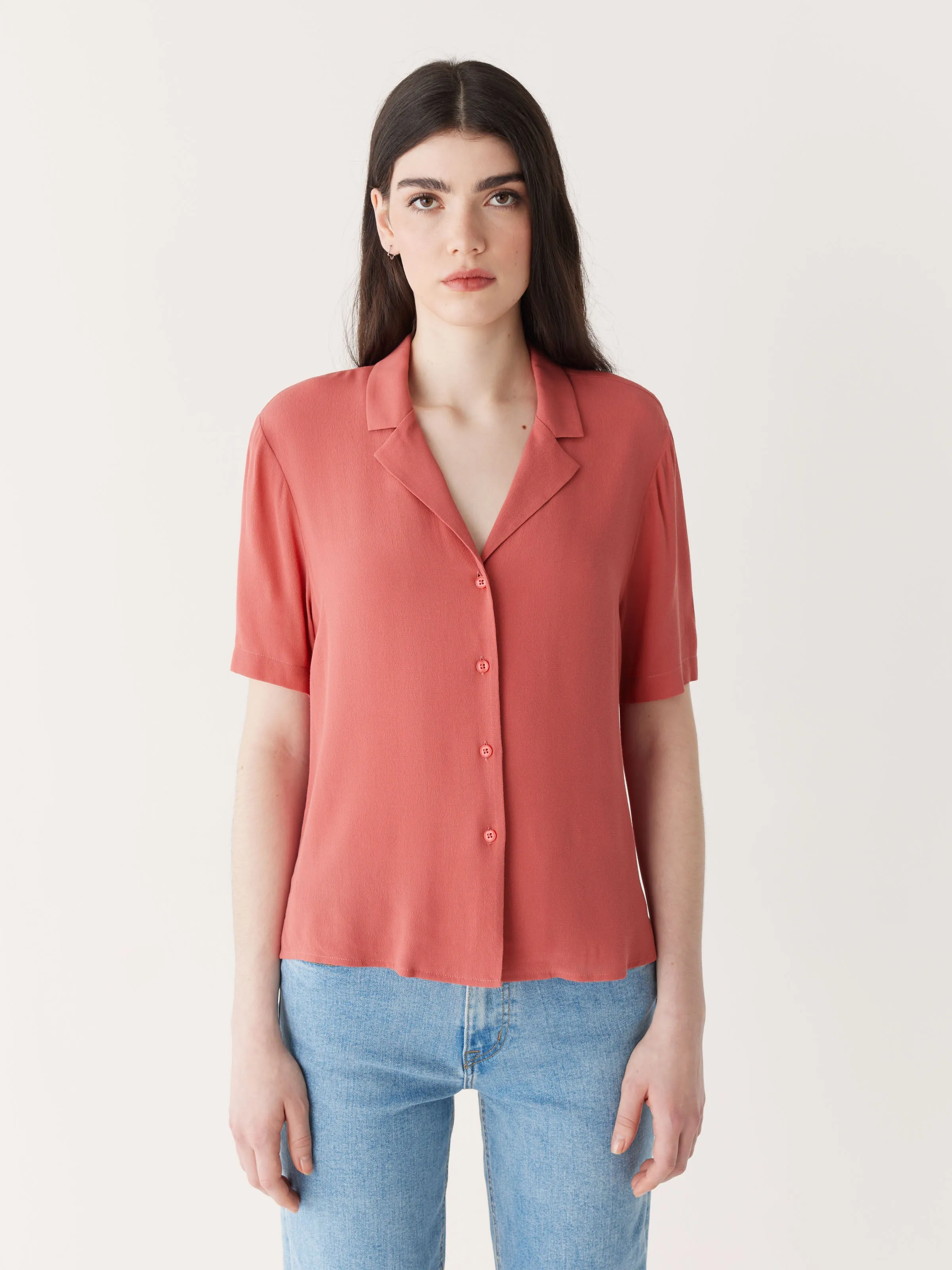 The Camp Collar Blouse in Hibiscus Red