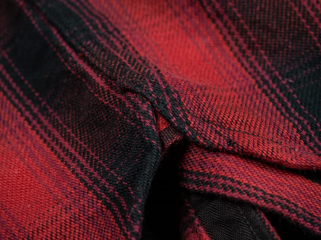 The Flat Head Ombré Flannel Shirt Red