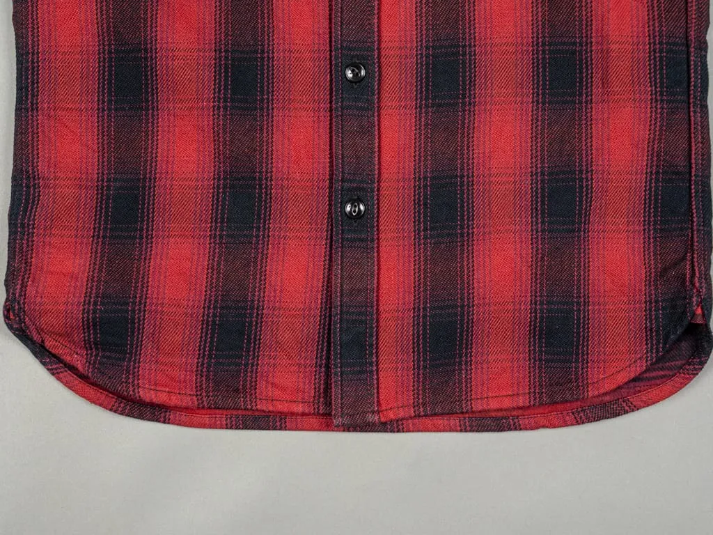 The Flat Head Ombré Flannel Shirt Red