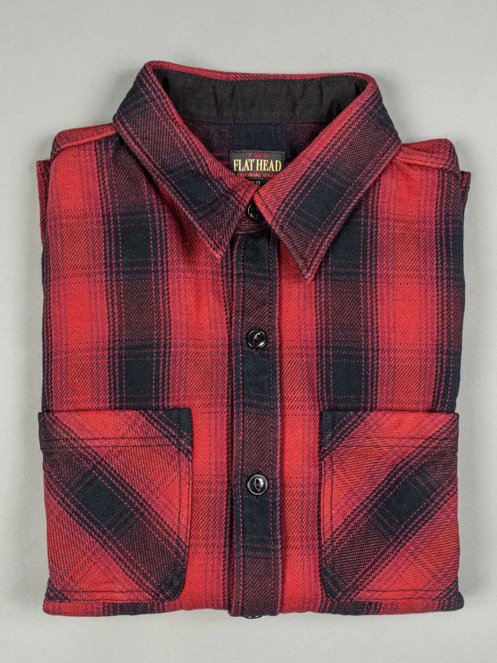 The Flat Head Ombré Flannel Shirt Red