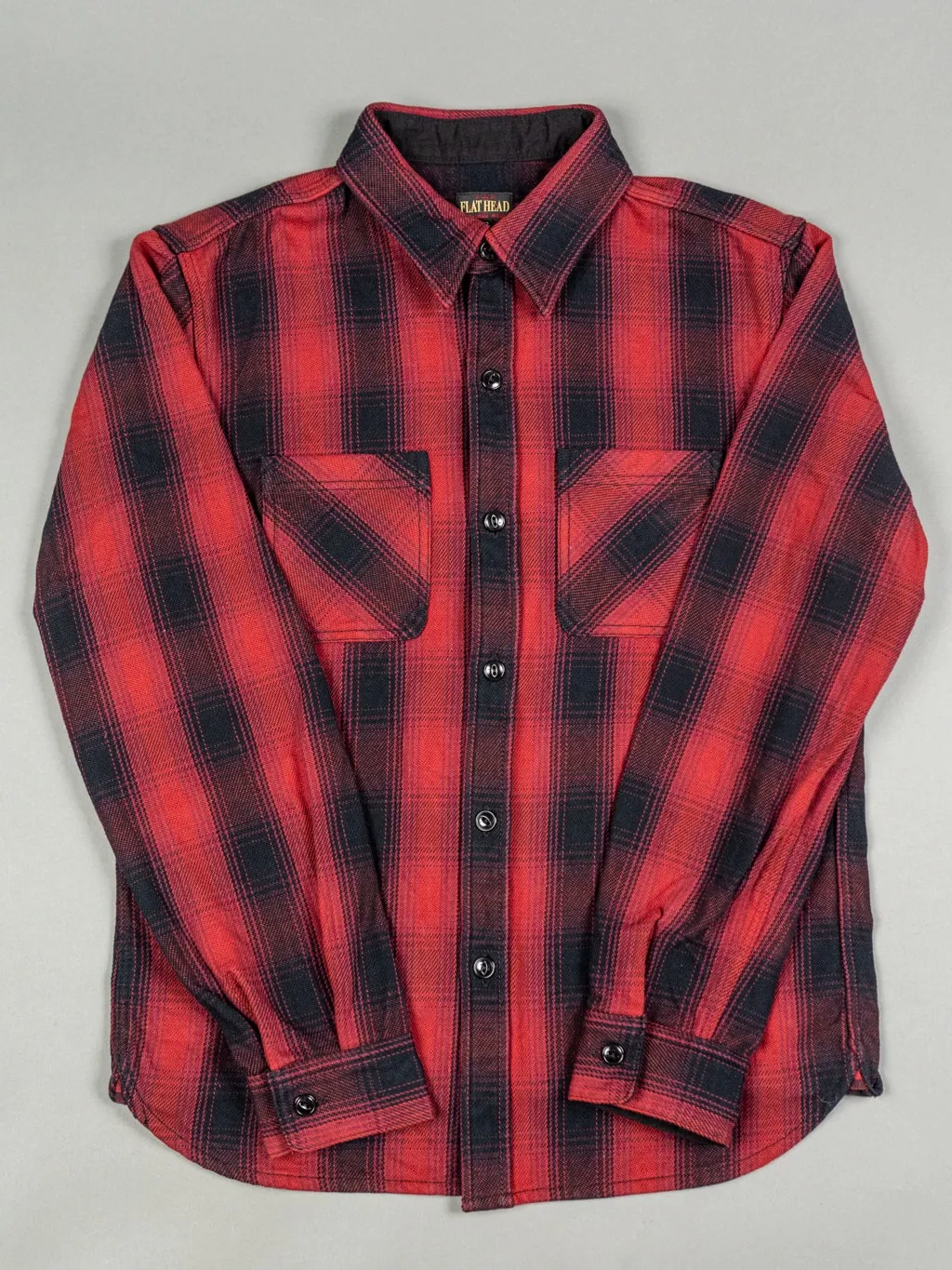 The Flat Head Ombré Flannel Shirt Red