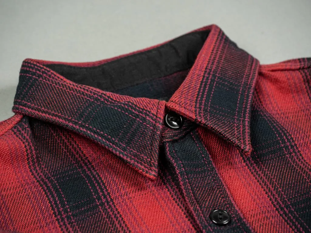 The Flat Head Ombré Flannel Shirt Red