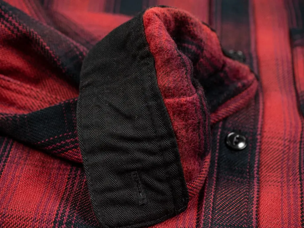 The Flat Head Ombré Flannel Shirt Red