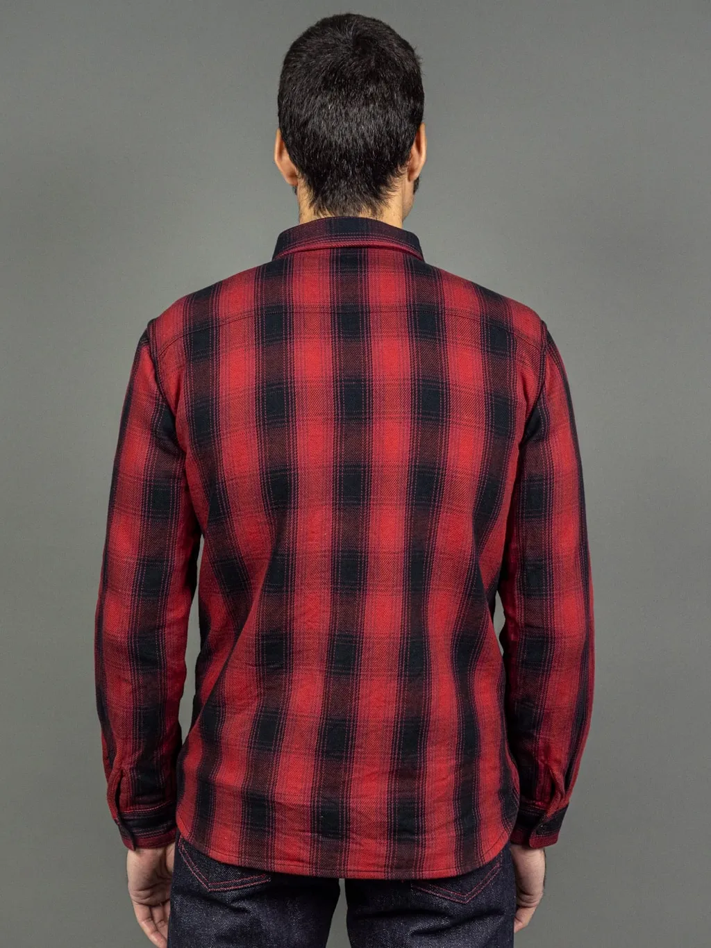 The Flat Head Ombré Flannel Shirt Red