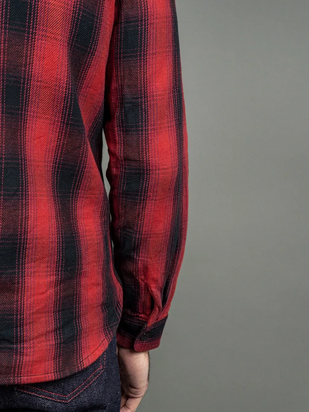 The Flat Head Ombré Flannel Shirt Red