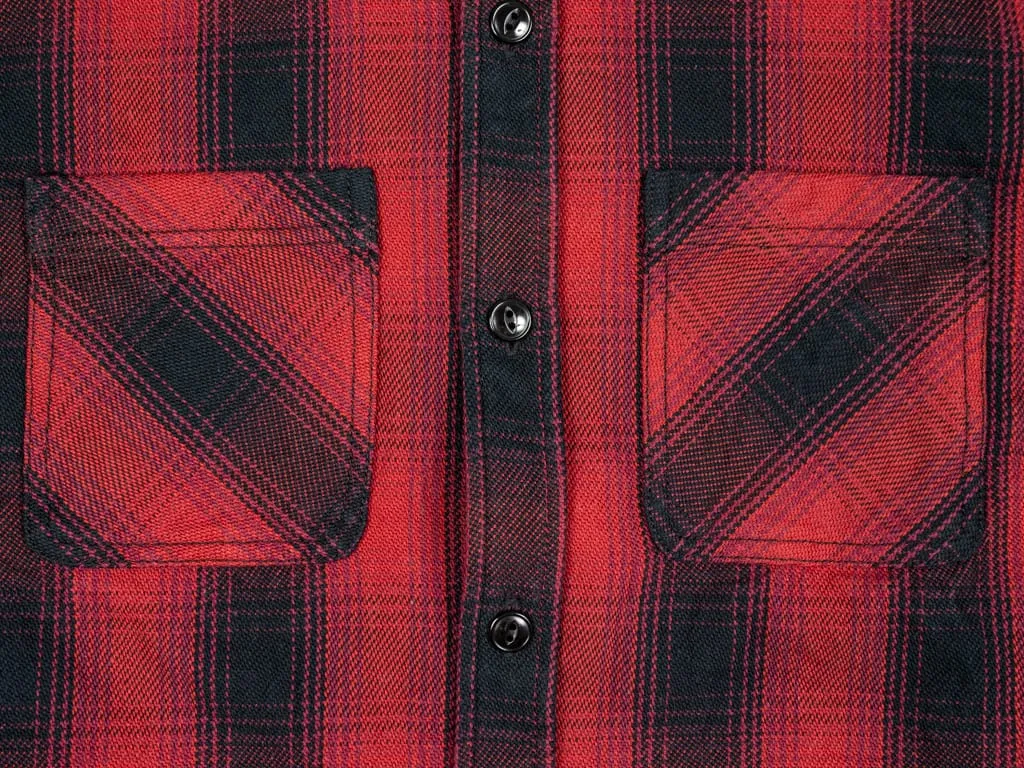 The Flat Head Ombré Flannel Shirt Red