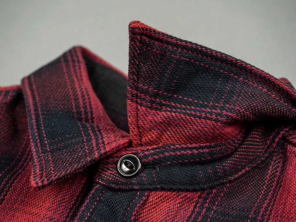 The Flat Head Ombré Flannel Shirt Red