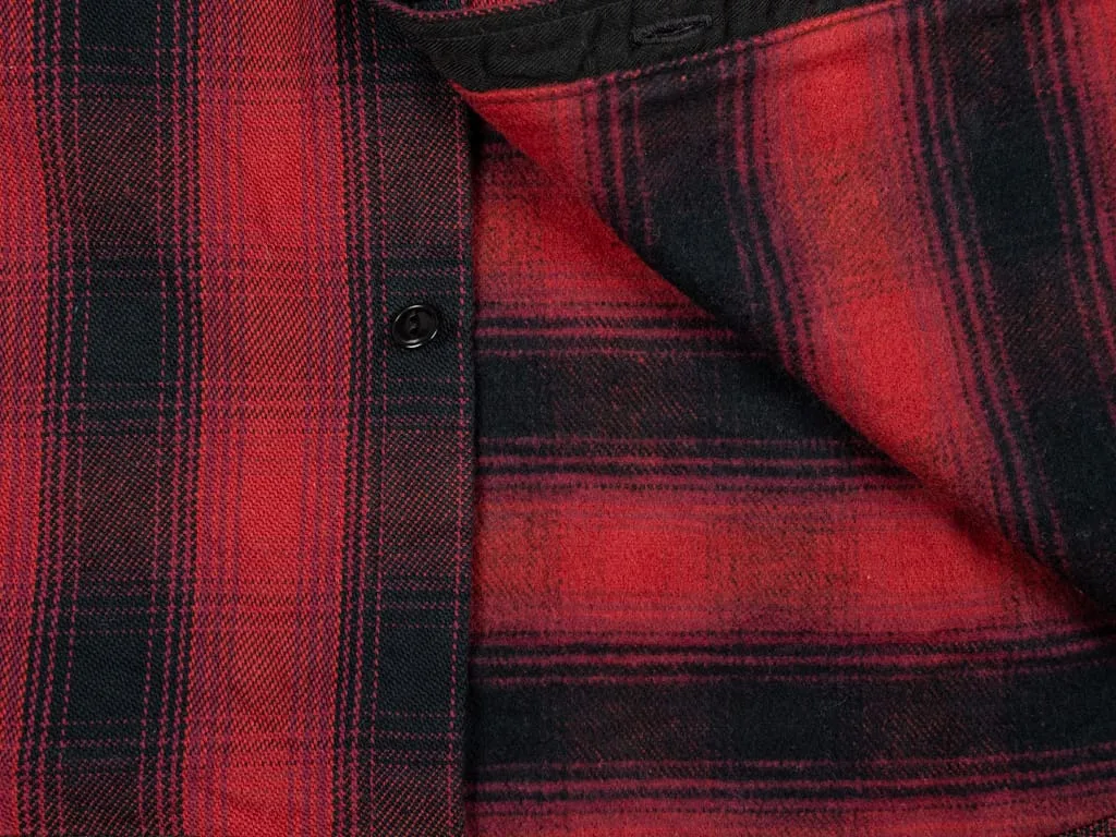 The Flat Head Ombré Flannel Shirt Red