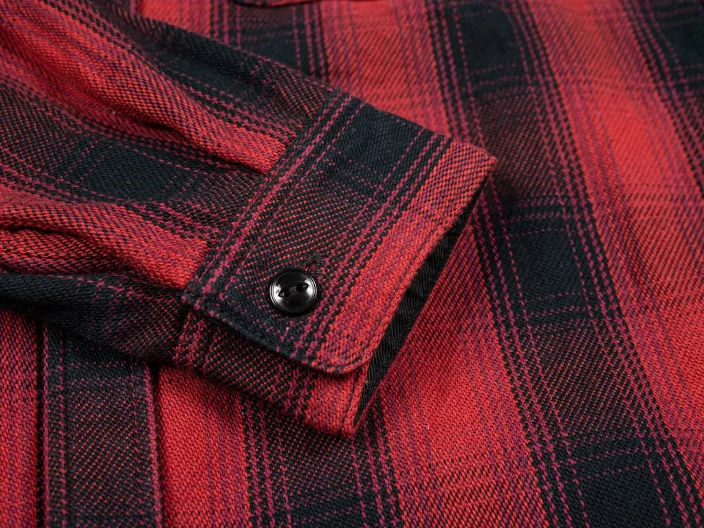 The Flat Head Ombré Flannel Shirt Red