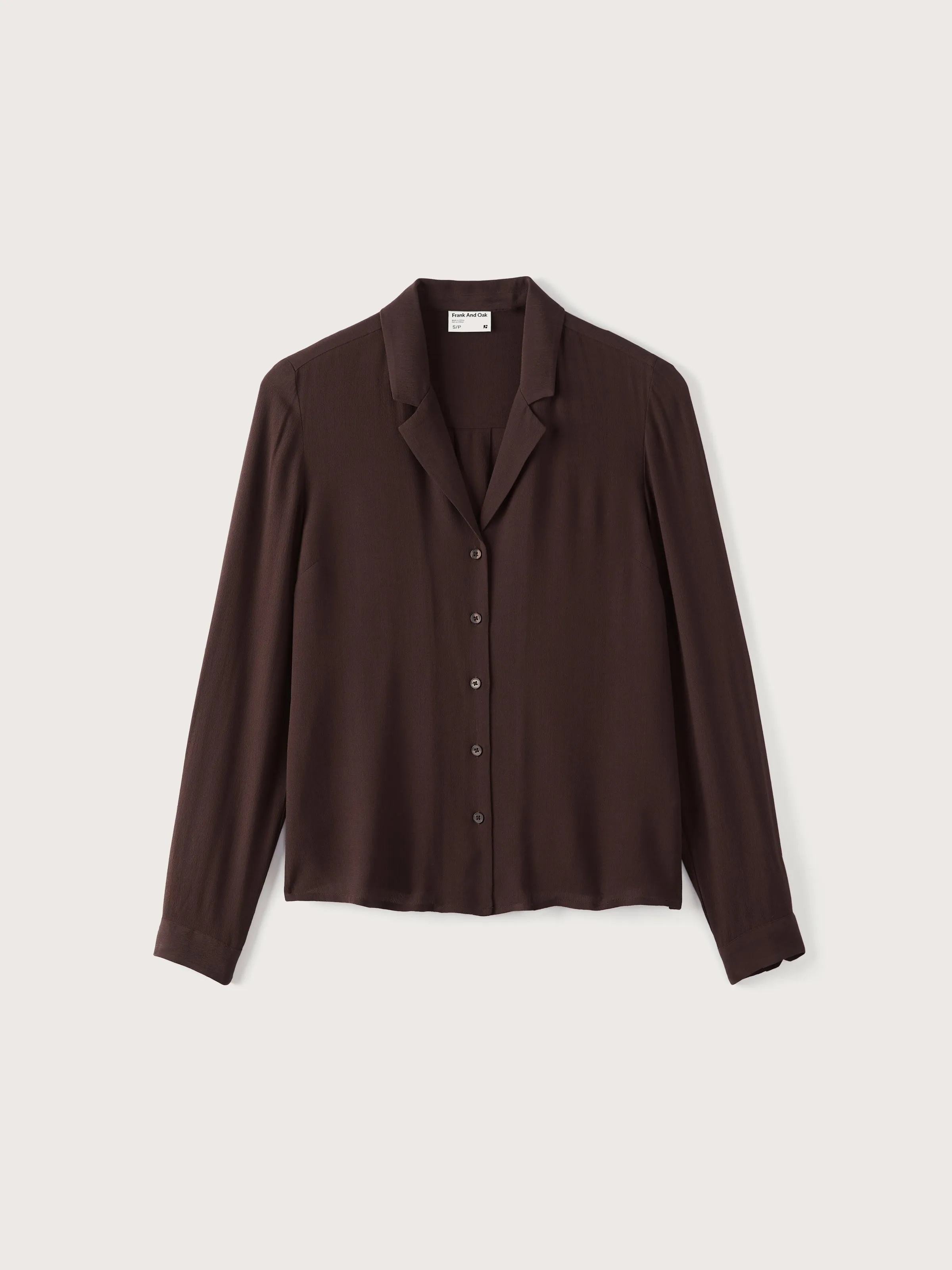 The Long Sleeve Camp Collar Blouse in Chocolate