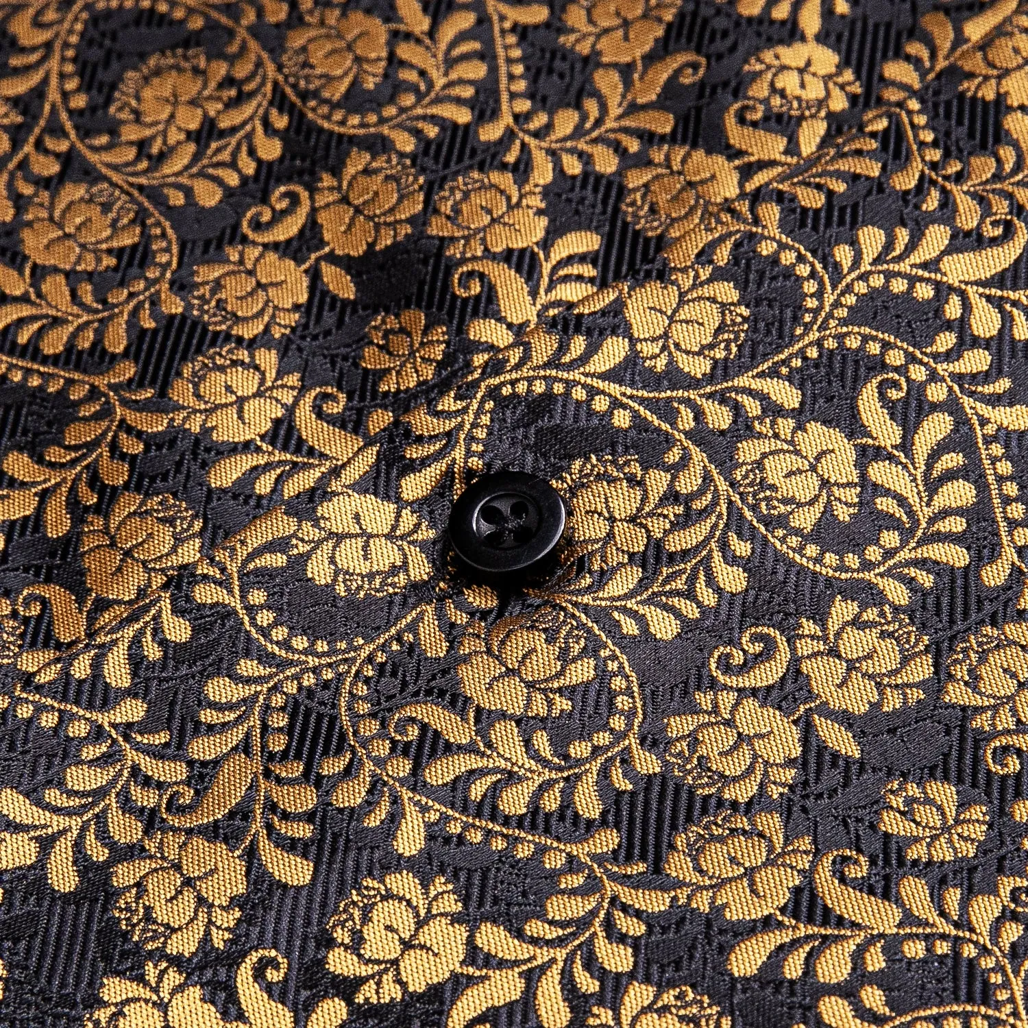 Ties2you Luxury Black Golden Floral Silk Men's Shirt