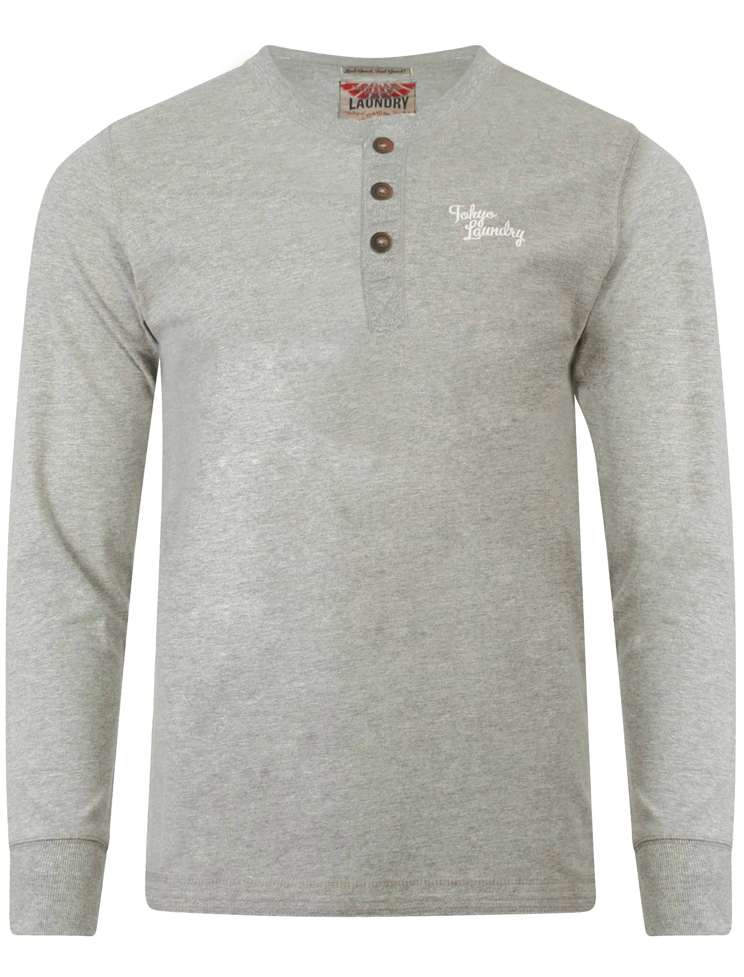 Timber Henley Slub Long Sleeve Top in Oatgrey Marl - Tokyo Laundry