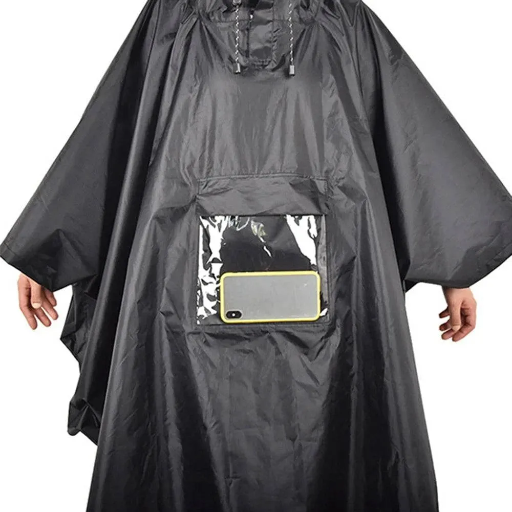 TOMSHOO Multifunctional Lightweight Waterproof Hooded Rain Poncho Raincoat for Men Women Outdoor Cycling Mat Canopy Shelter