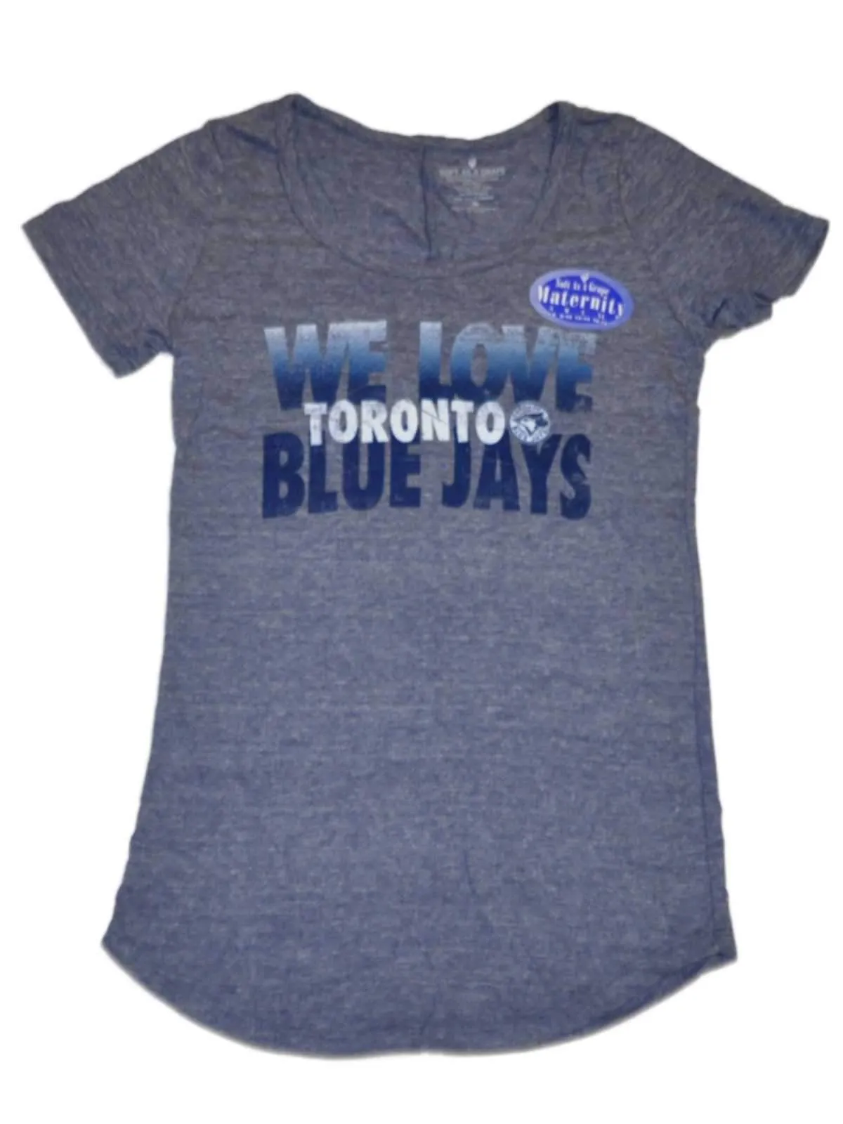 Toronto Blue Jays SAAG Women Maternity Blue Scoop Neck Tri-Blend T-Shirt