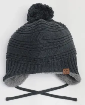 Unisex Cotton Knit Winter Hat - Graphite | CALIKIDS