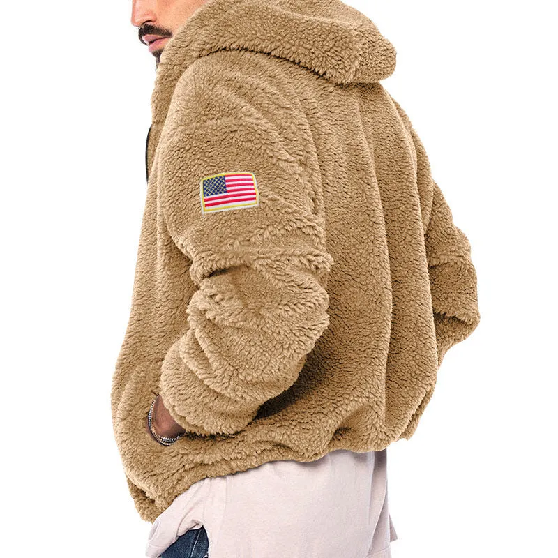 USA FLAG DOUBLE-SIDED FLEECE ZIPPER JACKET