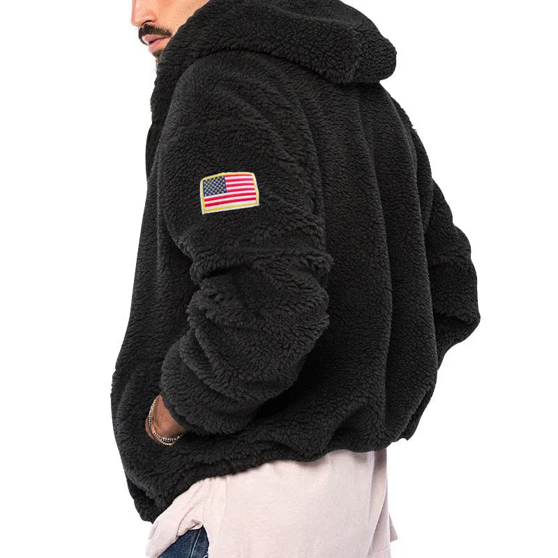 USA FLAG DOUBLE-SIDED FLEECE ZIPPER JACKET