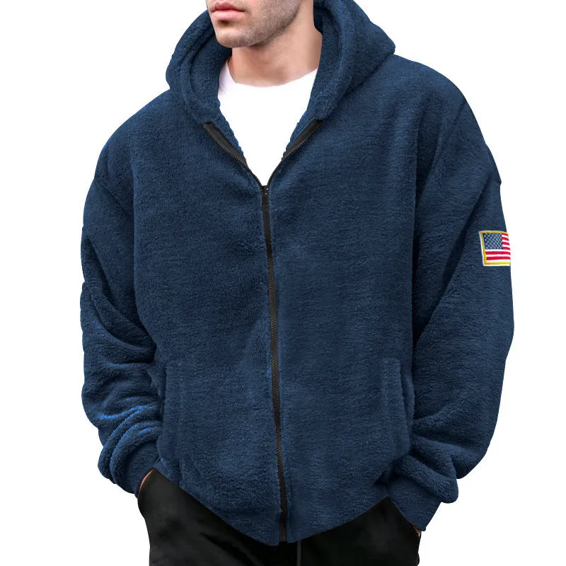 USA FLAG DOUBLE-SIDED FLEECE ZIPPER JACKET