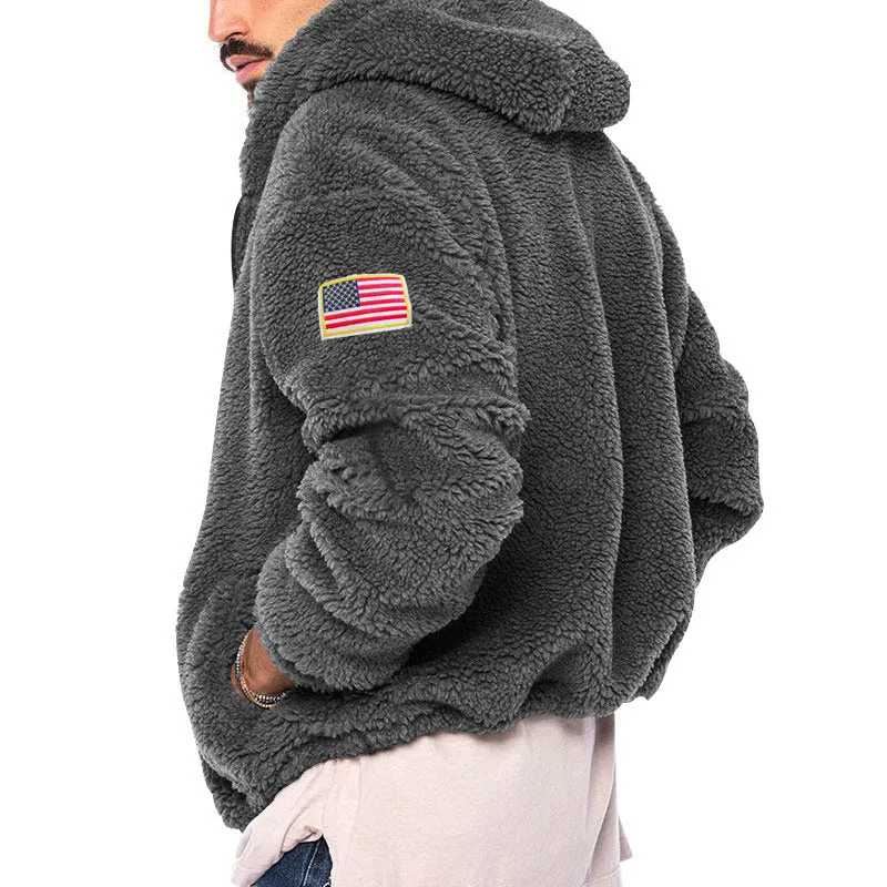 USA FLAG DOUBLE-SIDED FLEECE ZIPPER JACKET