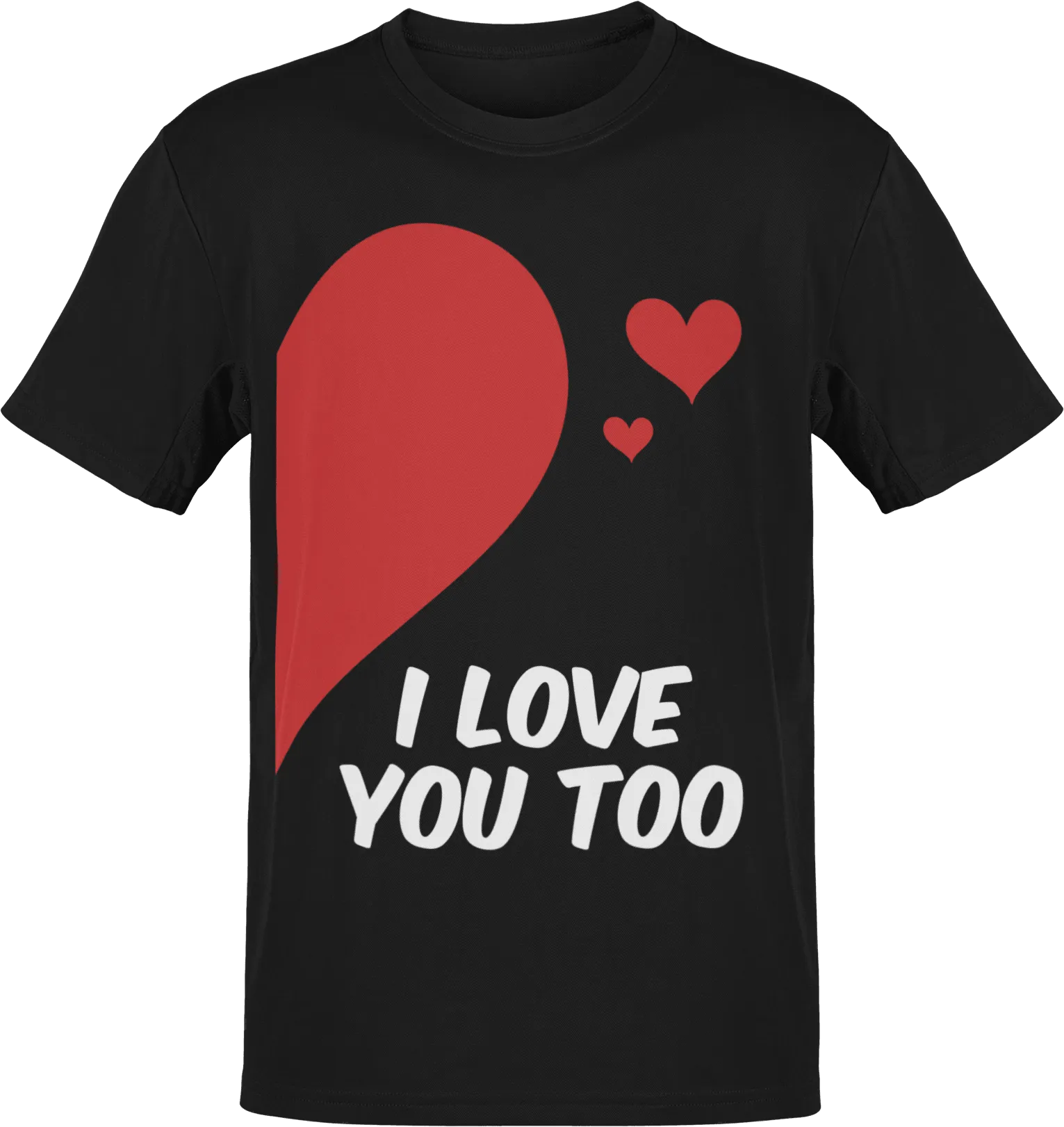 Valentines I Love You Too Adult Left T-Shirt