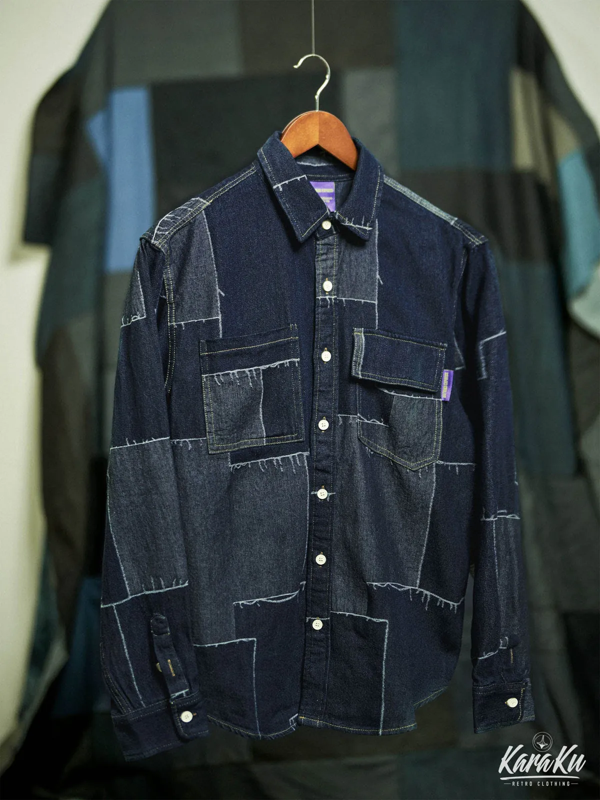 Vintage Patchwork Style Denim Shirt