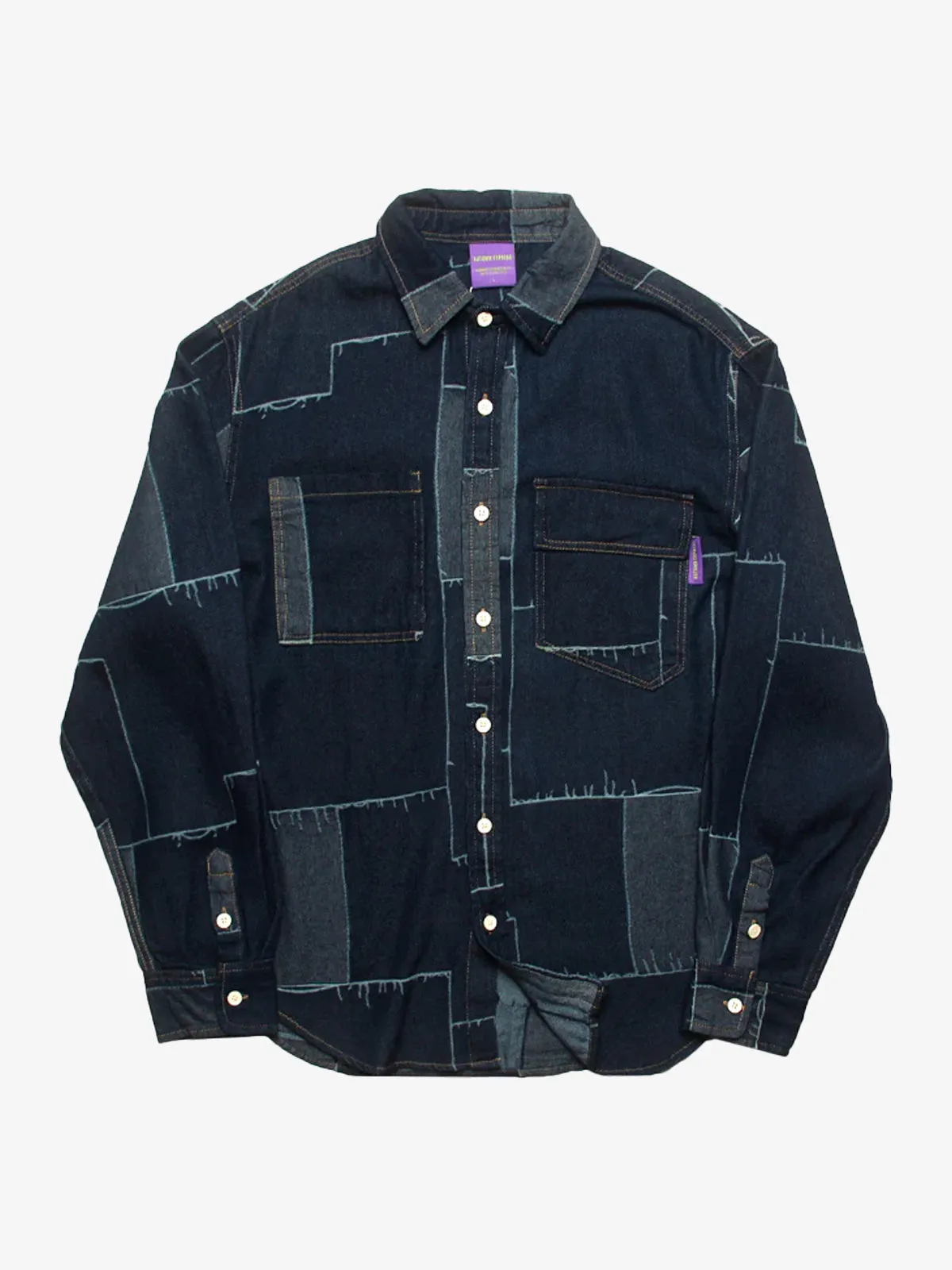 Vintage Patchwork Style Denim Shirt