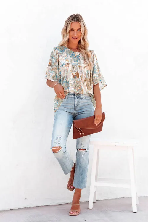 Weekday Chic Print Short Sleeve Top