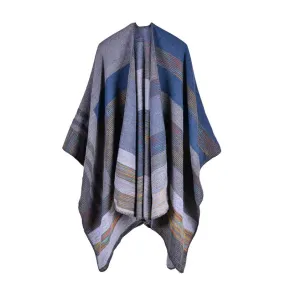 Winter Women's Striped Poncho Scarf - 5 Colors