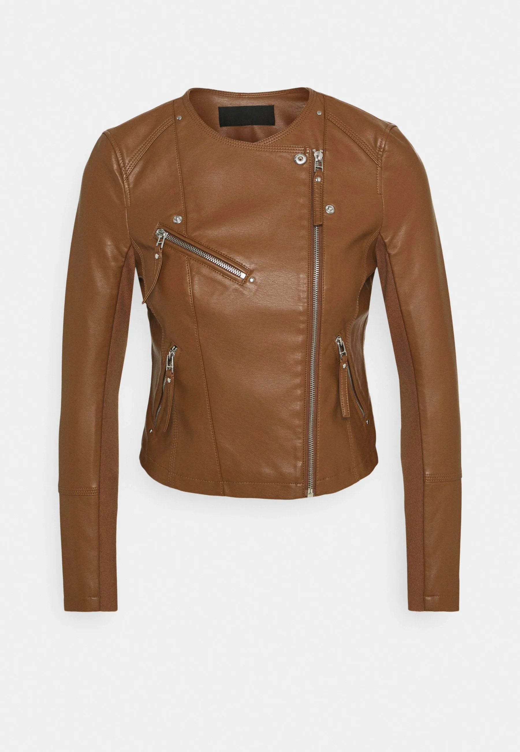 Women’s Tan Brown Genuine Leather Biker Jacket