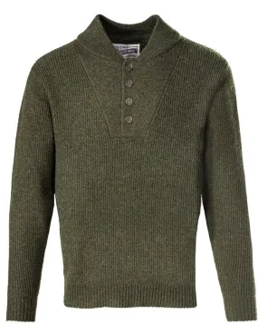 Wool Blend Military Henley Sweater Olive