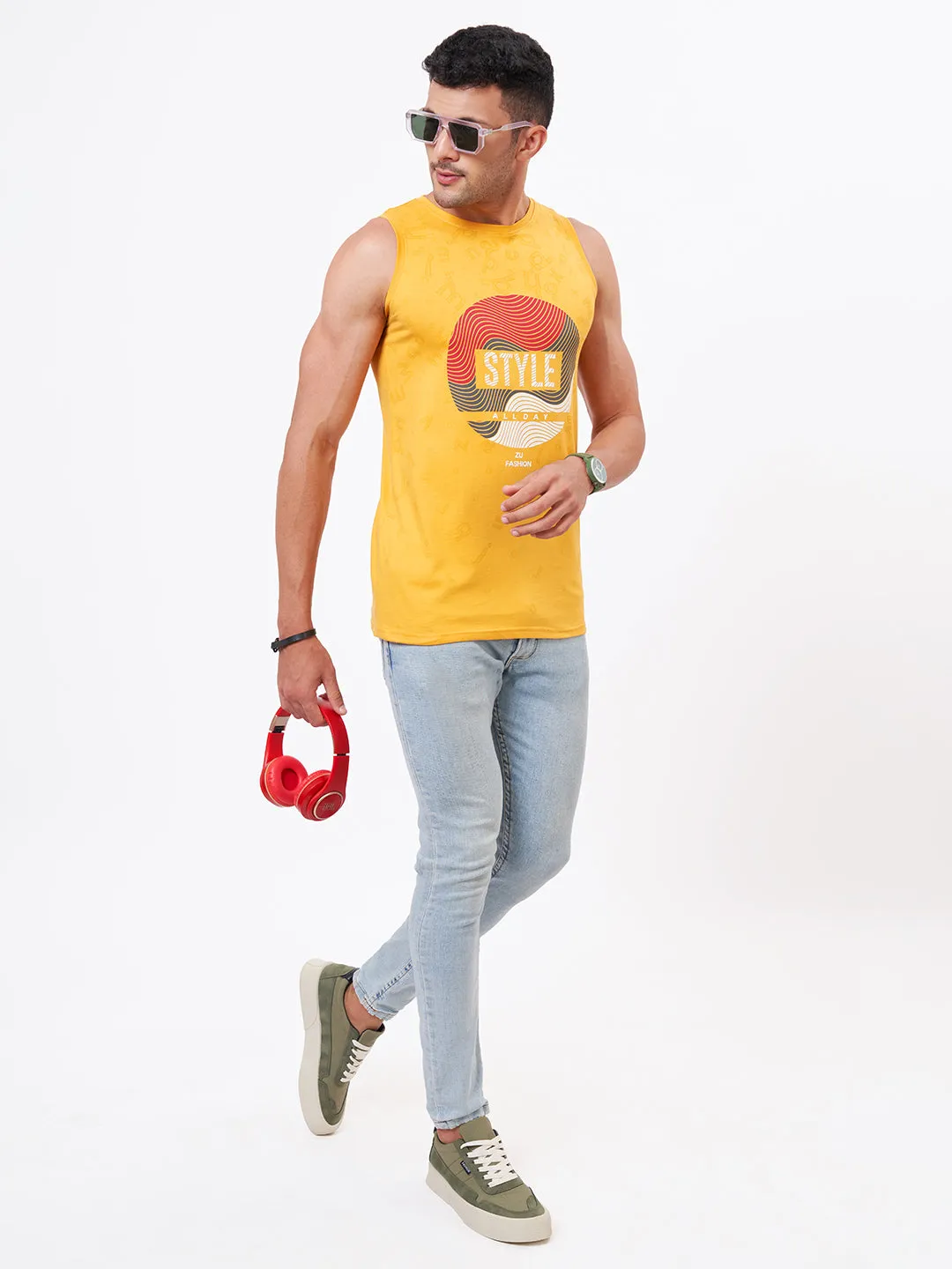 Yellow Printed Vest