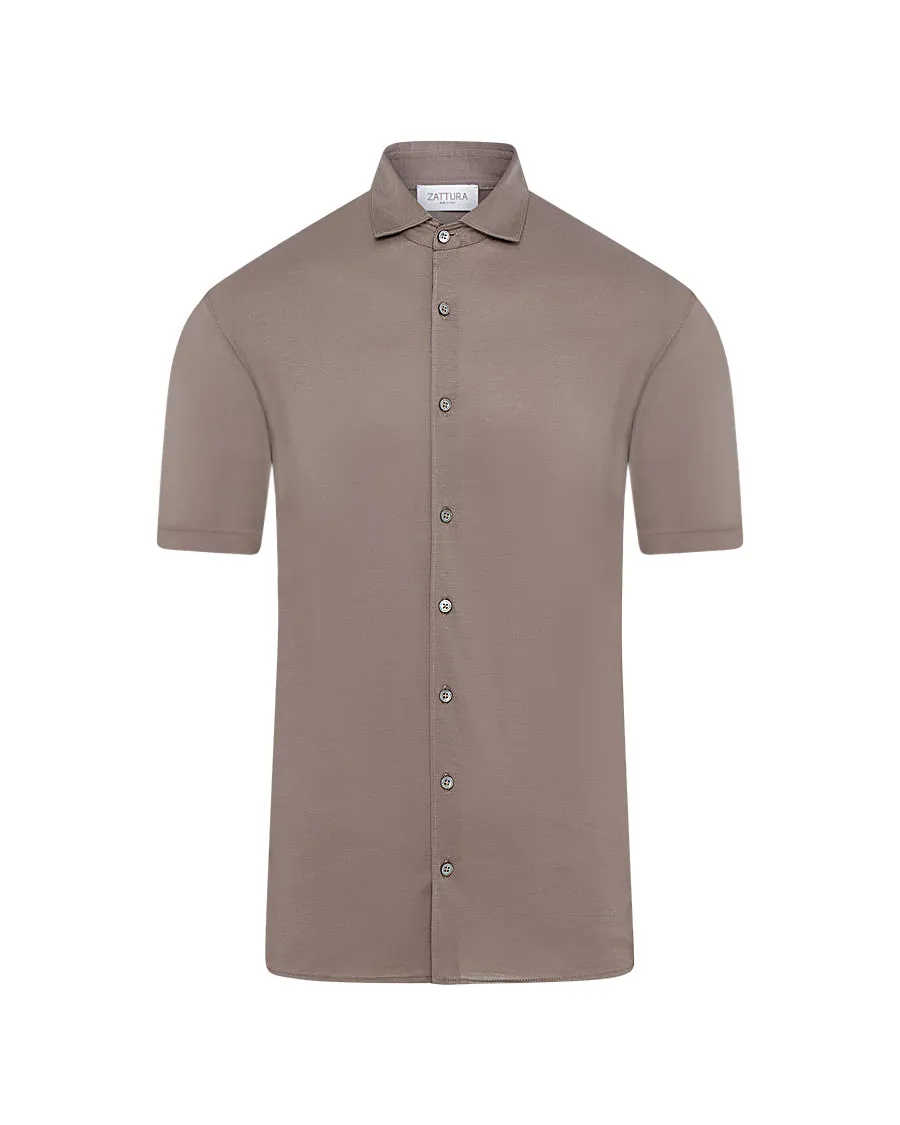 Zattura Mercerised Long Sleeve Jersey Shirt (Taupe)